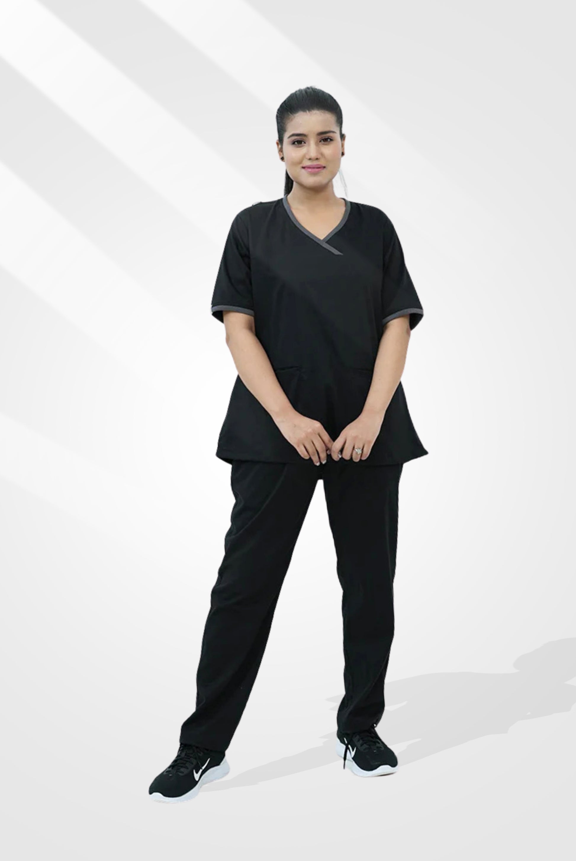 Elite Notch™ Black Scrub Suit for Women by GTEX Apparels Pakistan