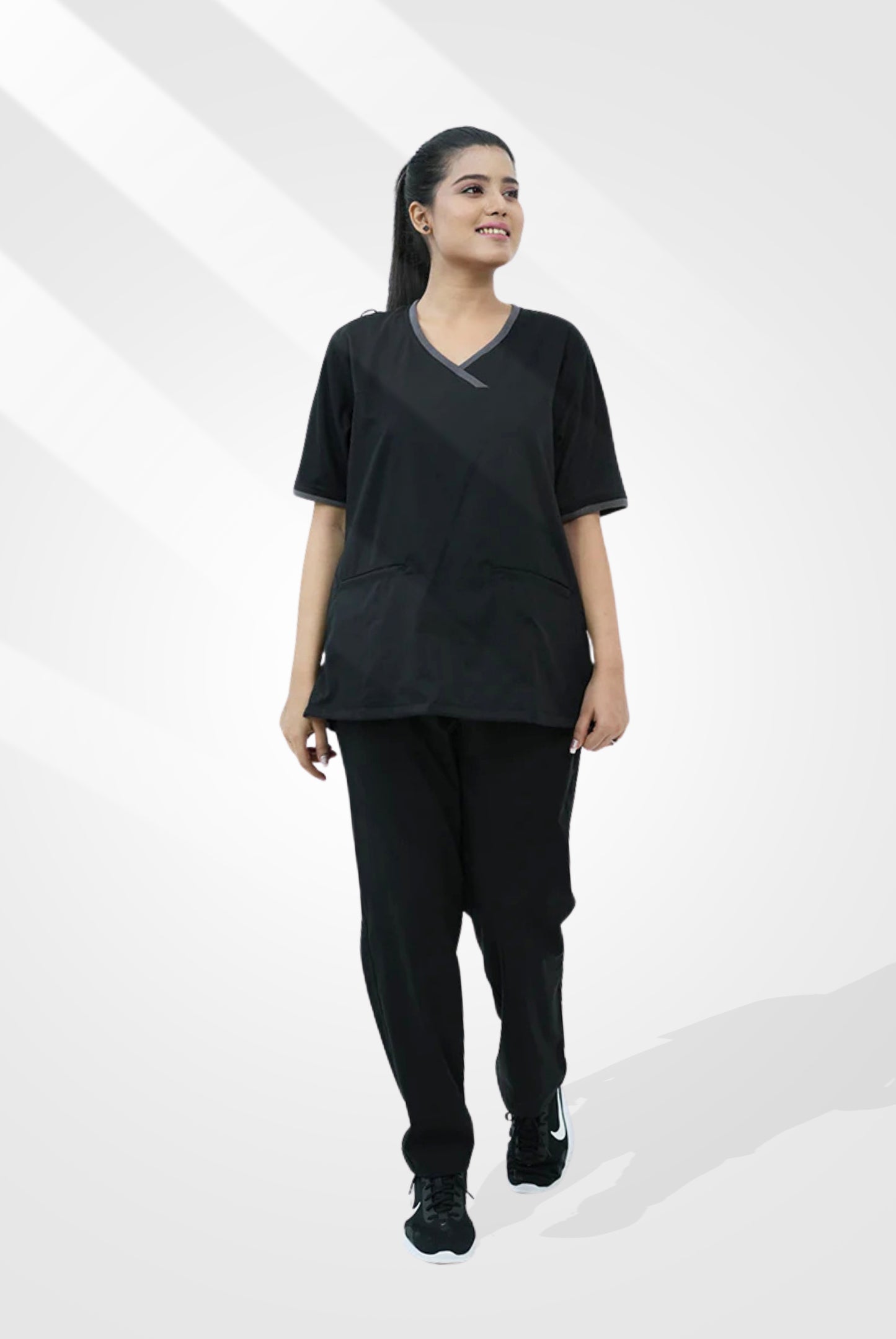 Elite Notch™ Black Scrub Suit for Women by GTEX Apparels Pakistan