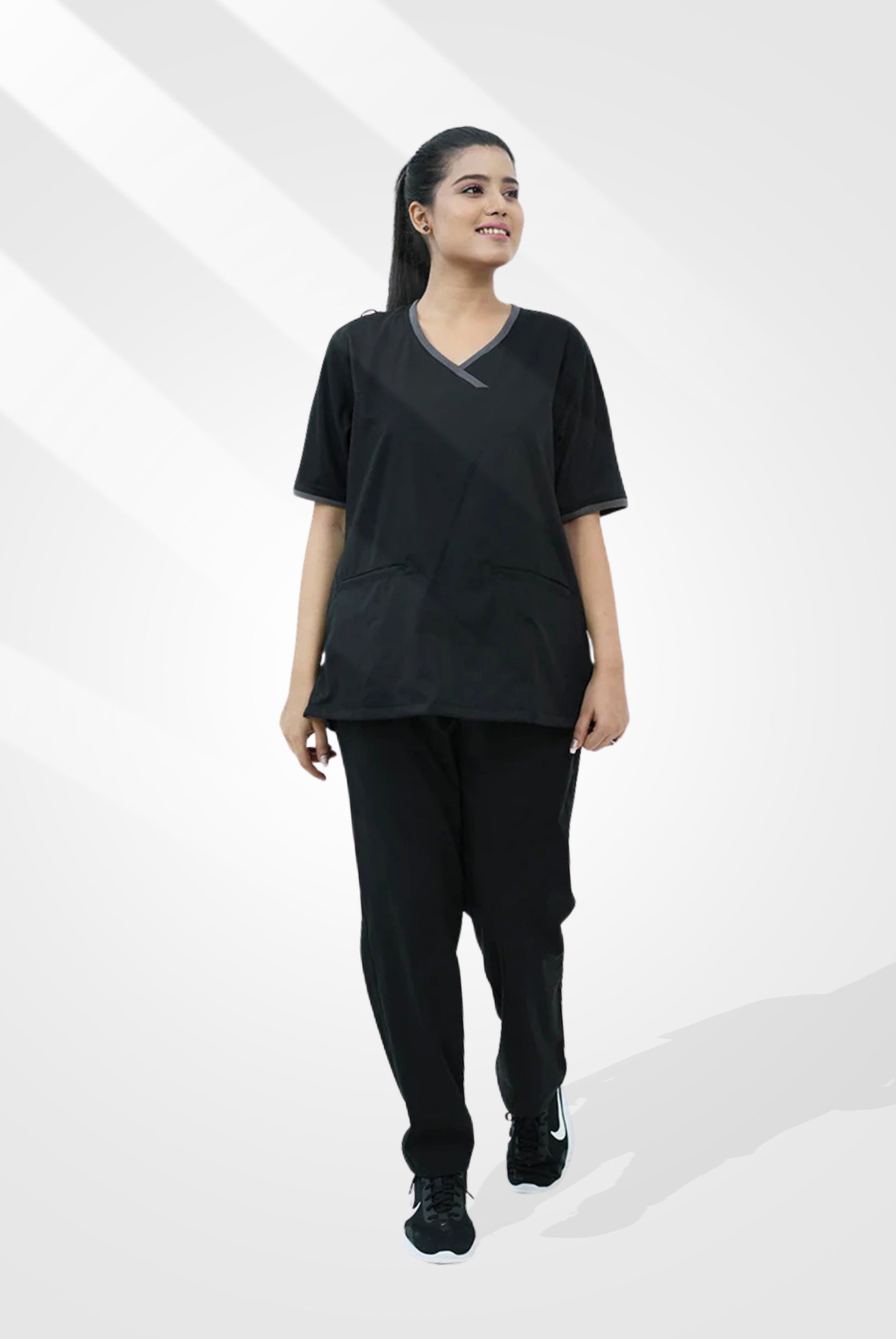 Elite Notch™ Black Scrub Suit for Women by GTEX Apparels Pakistan