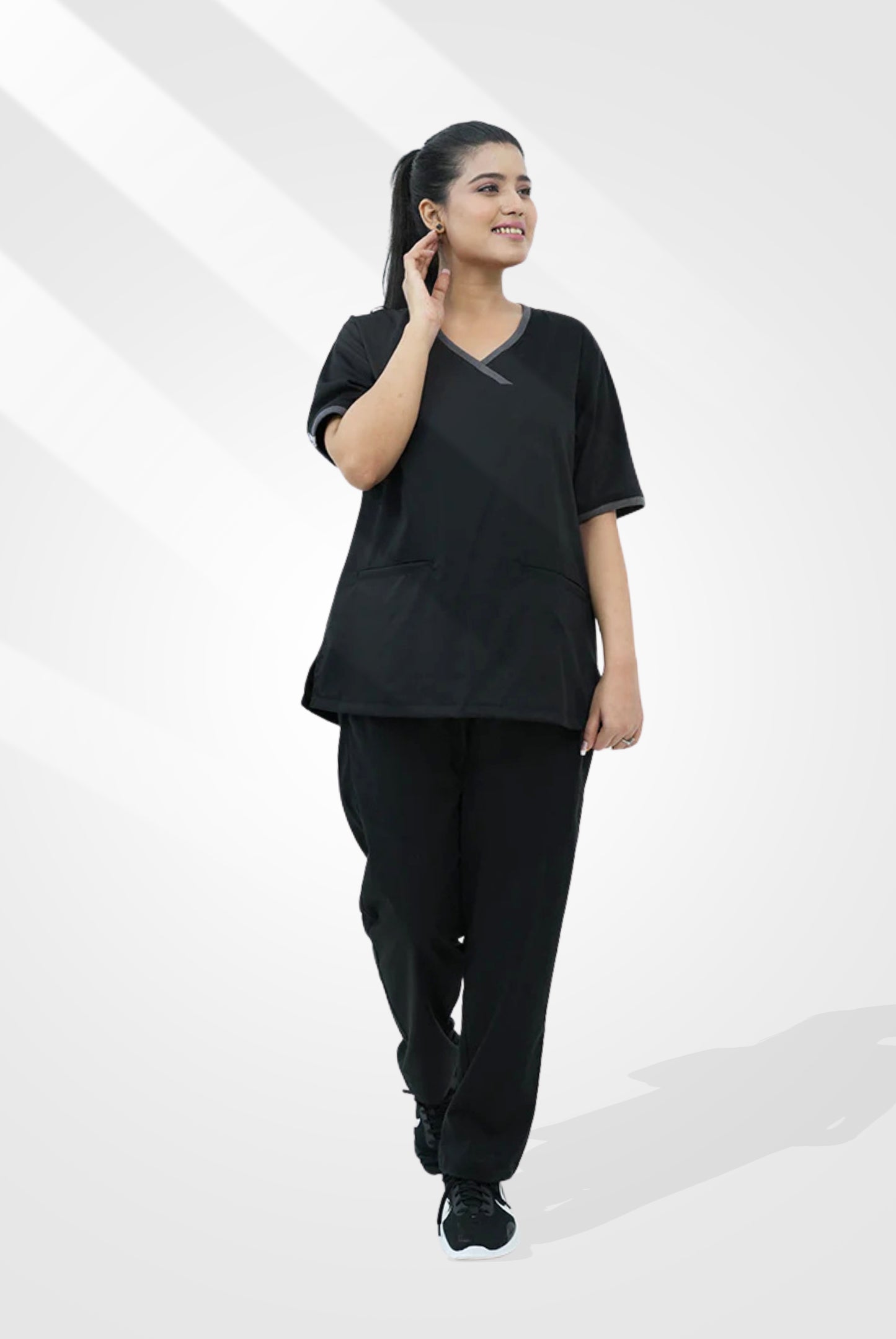Elite Notch™ Black Scrub Suit for Women by GTEX Apparels Pakistan