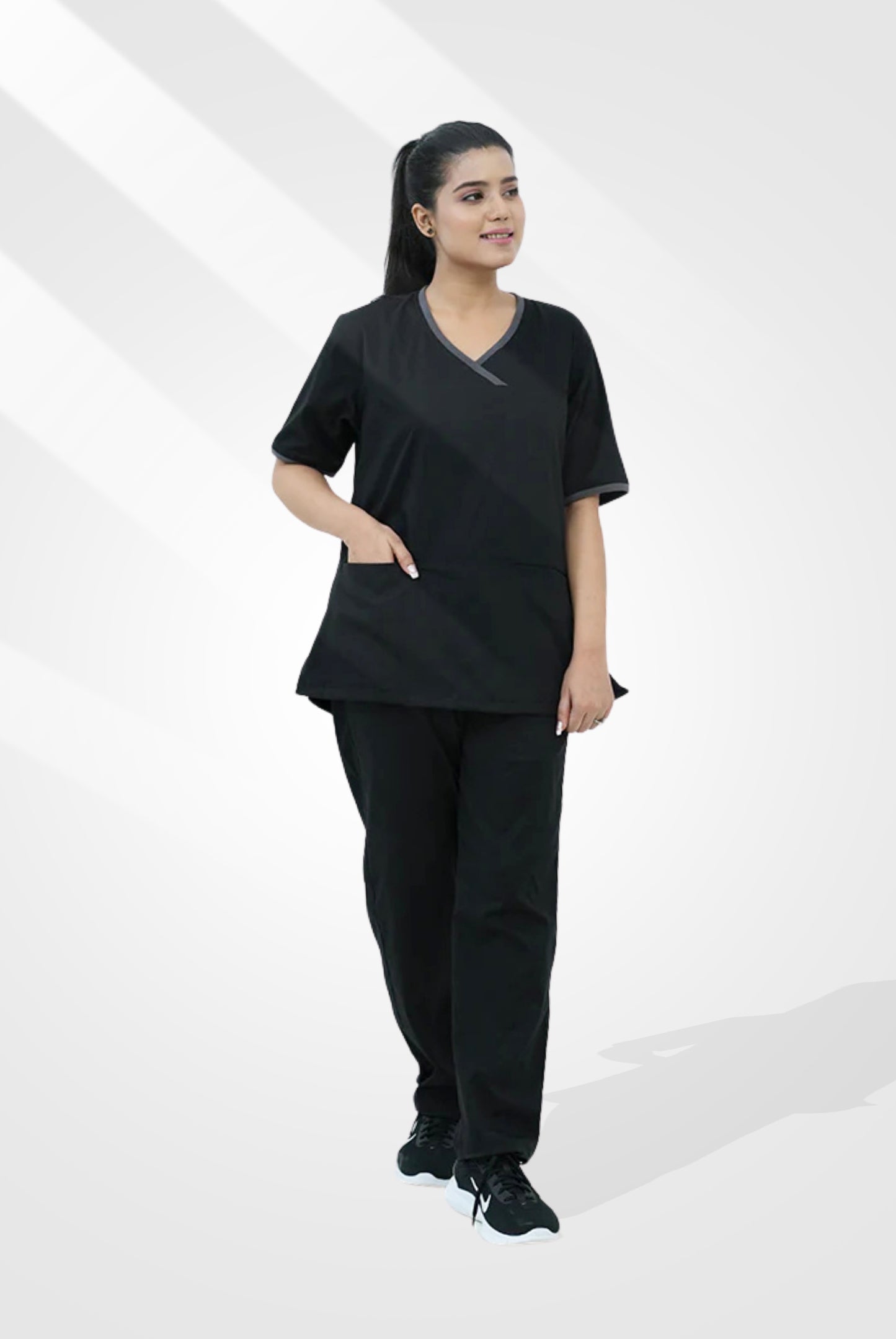 Elite Notch™ Black Scrub Suit for Women by GTEX Apparels Pakistan