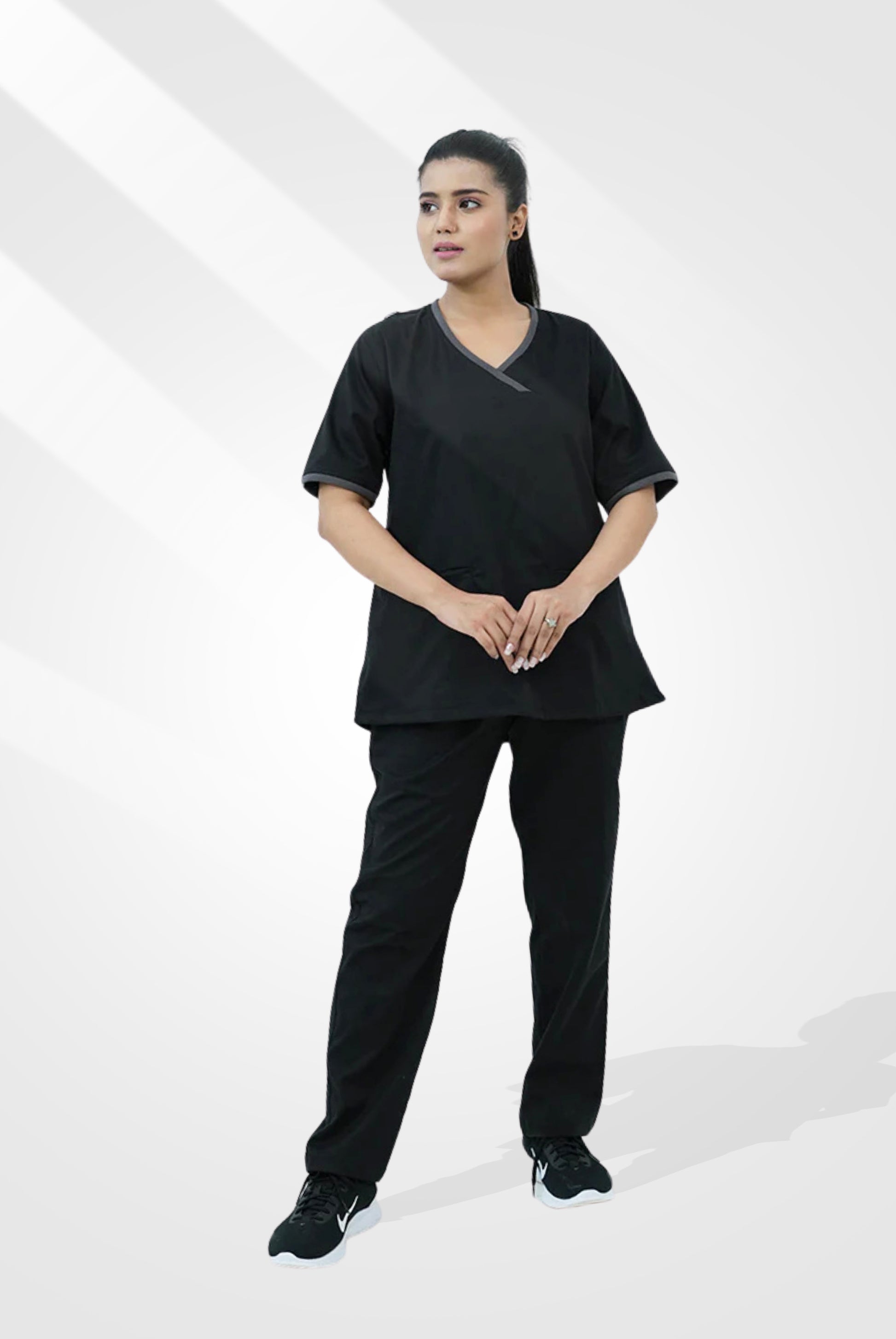 Elite Notch™ Black Scrub Suit for Women by GTEX Apparels Pakistan