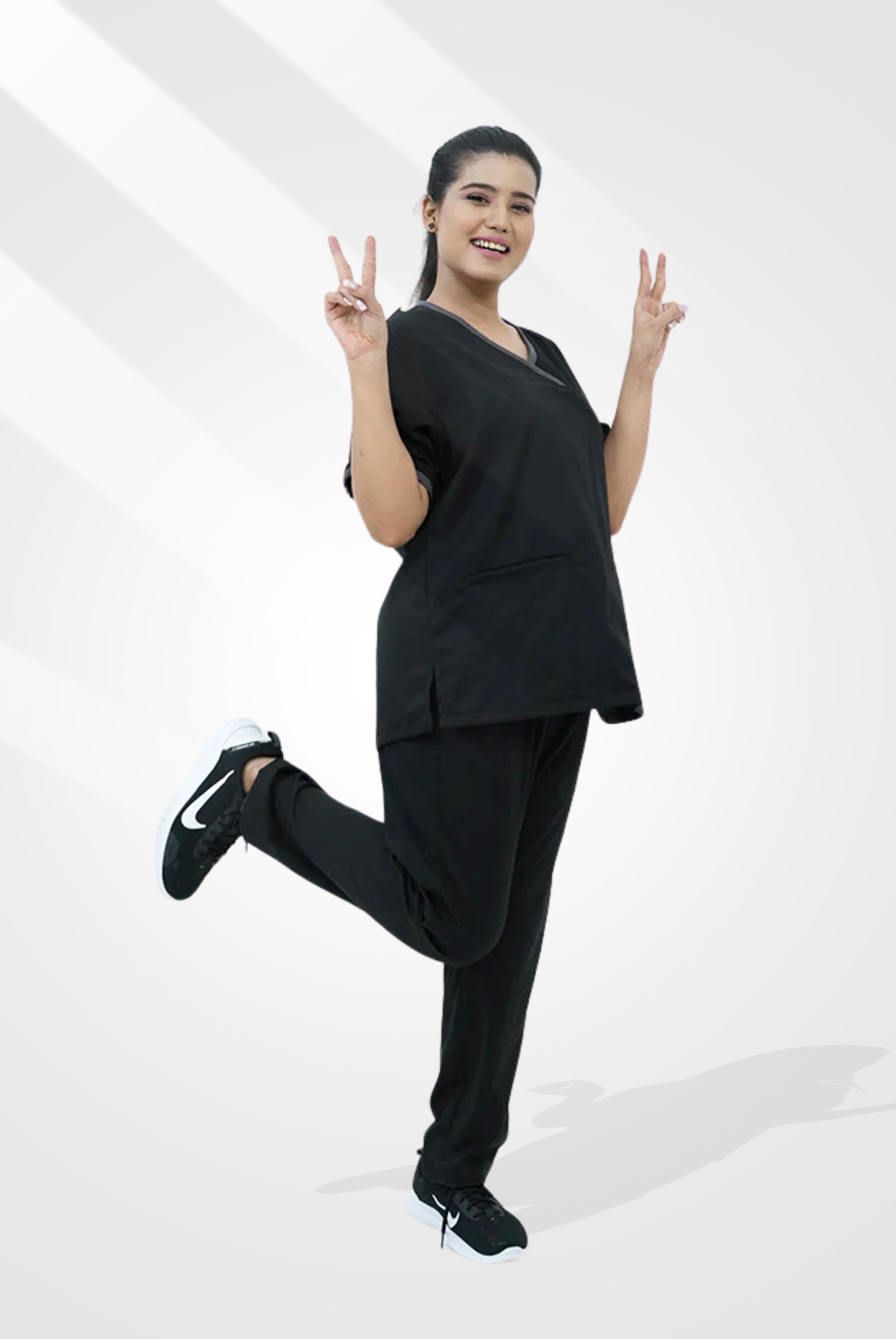 Elite Notch™ Black Scrub Suit for Women by GTEX Apparels Pakistan
