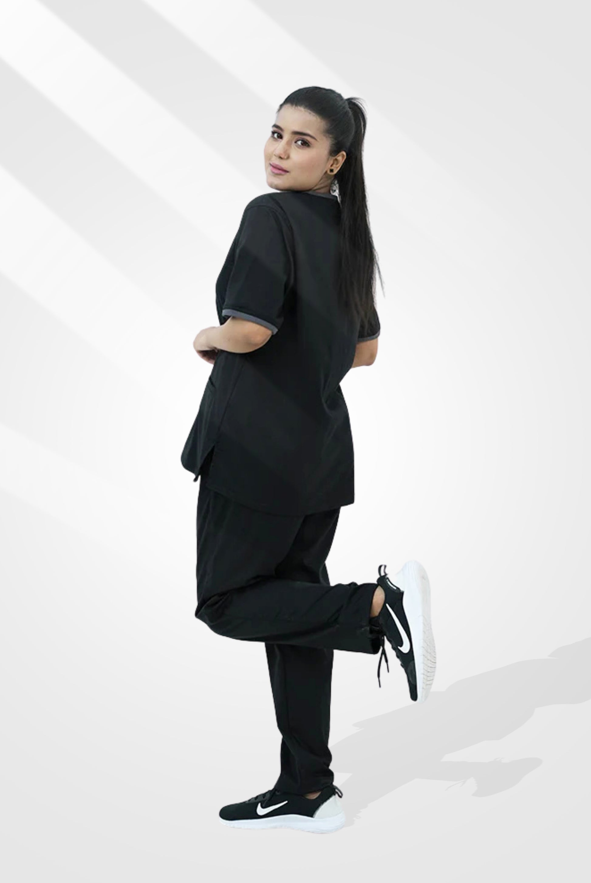 Elite Notch™ Black Scrub Suit for Women by GTEX Apparels Pakistan