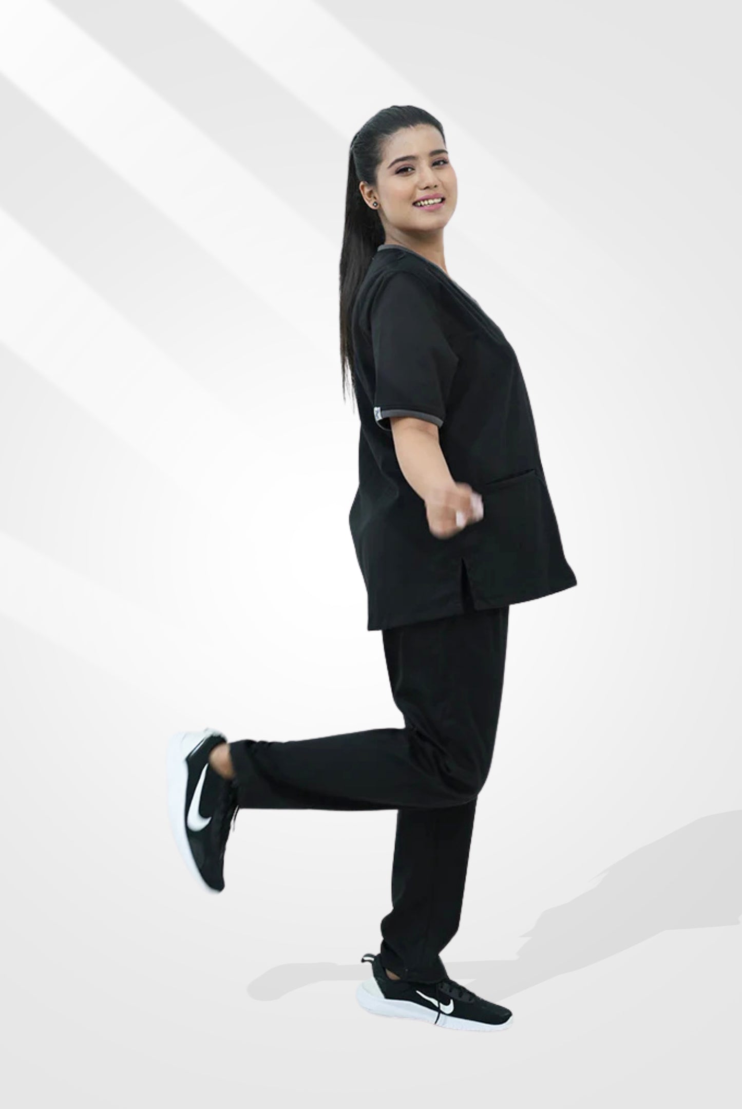 Elite Notch™ Black Scrub Suit for Women by GTEX Apparels Pakistan