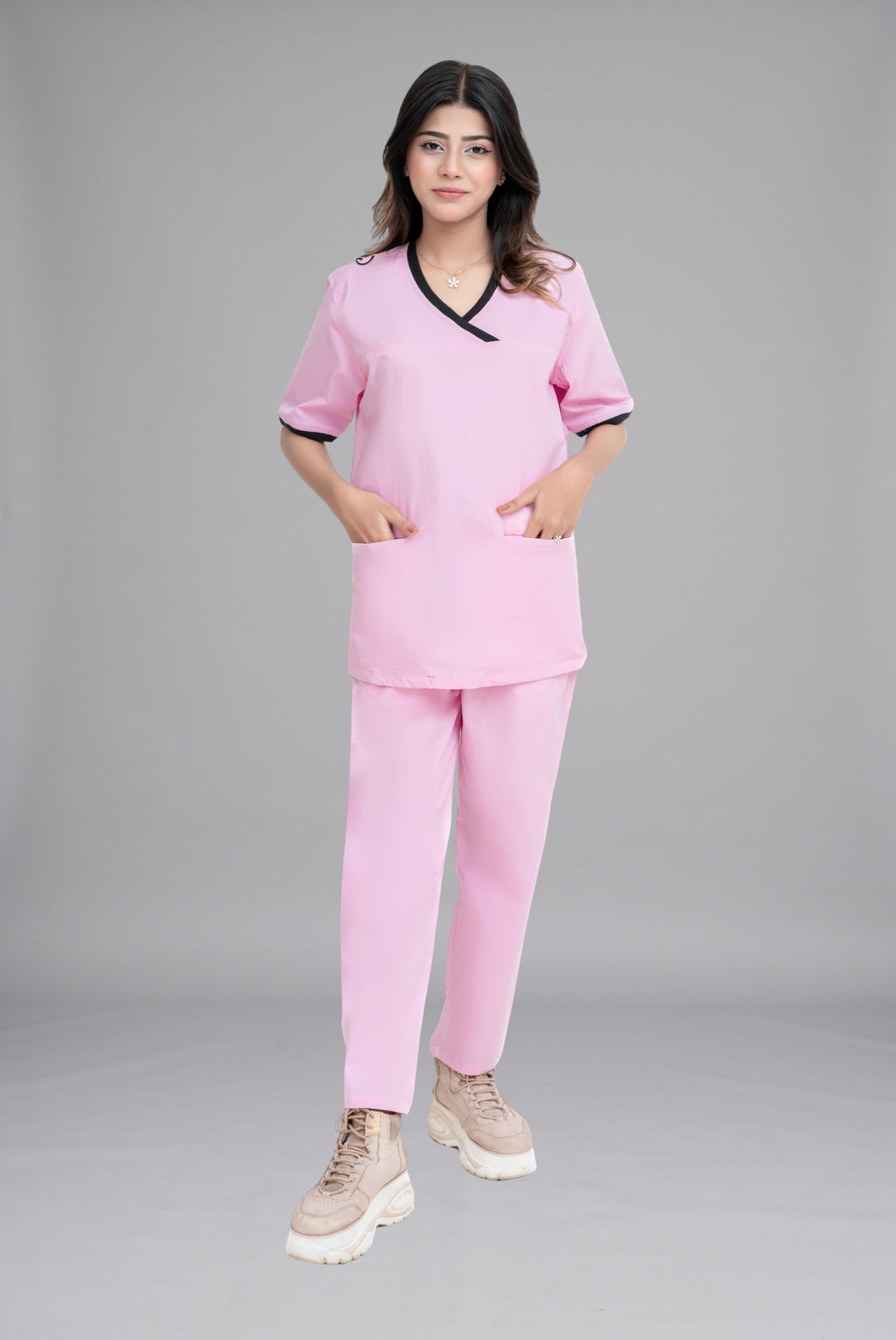 Buy Elite Notch™ Pink Scrub for Women | Professional Medical Wear for Doctors, Nurses & Healthcare Staff in Pakistan | GTEX Apparels 1