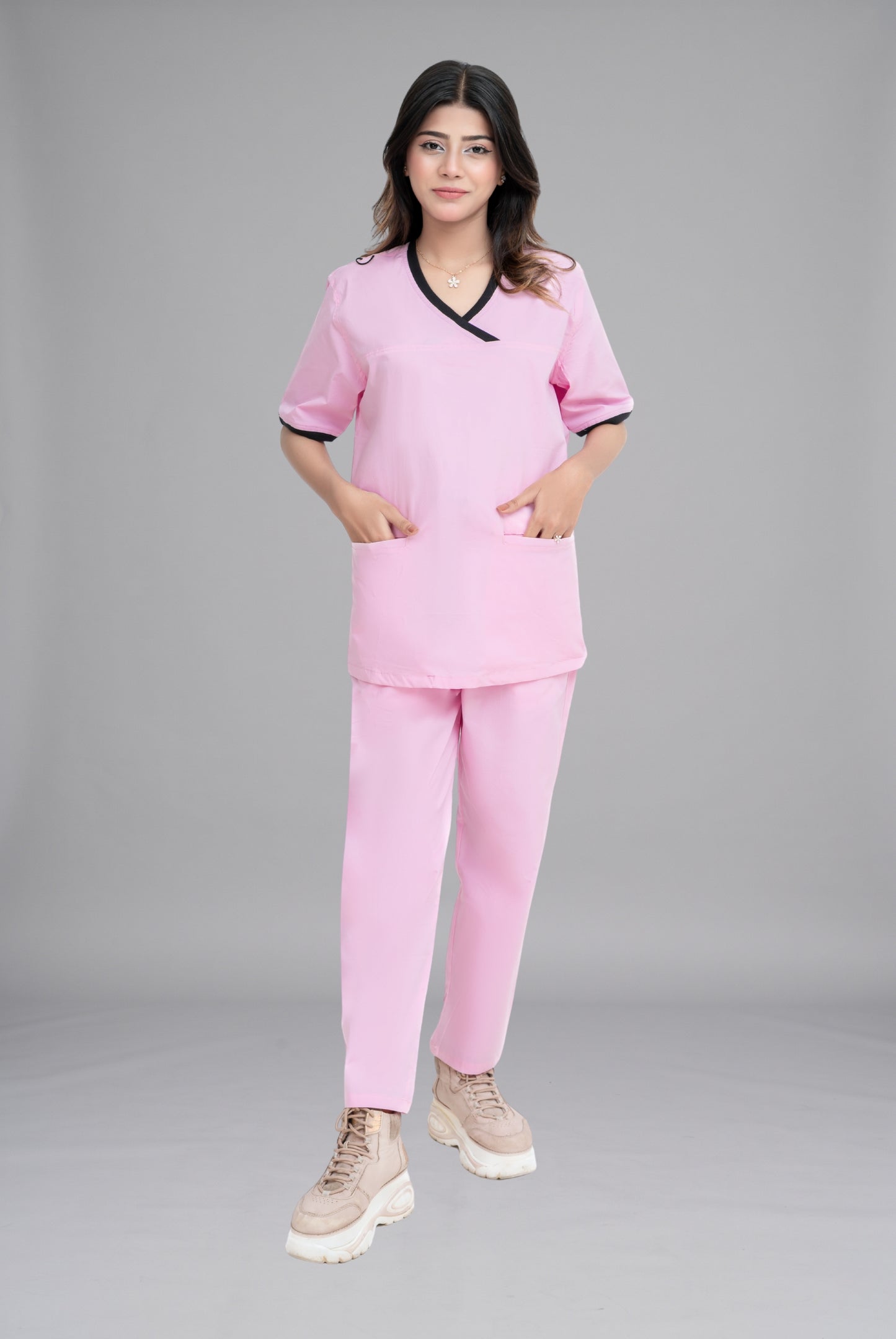 Buy Elite Notch™ Pink Scrub for Women | Professional Medical Wear for Doctors, Nurses & Healthcare Staff in Pakistan | GTEX Apparels 1