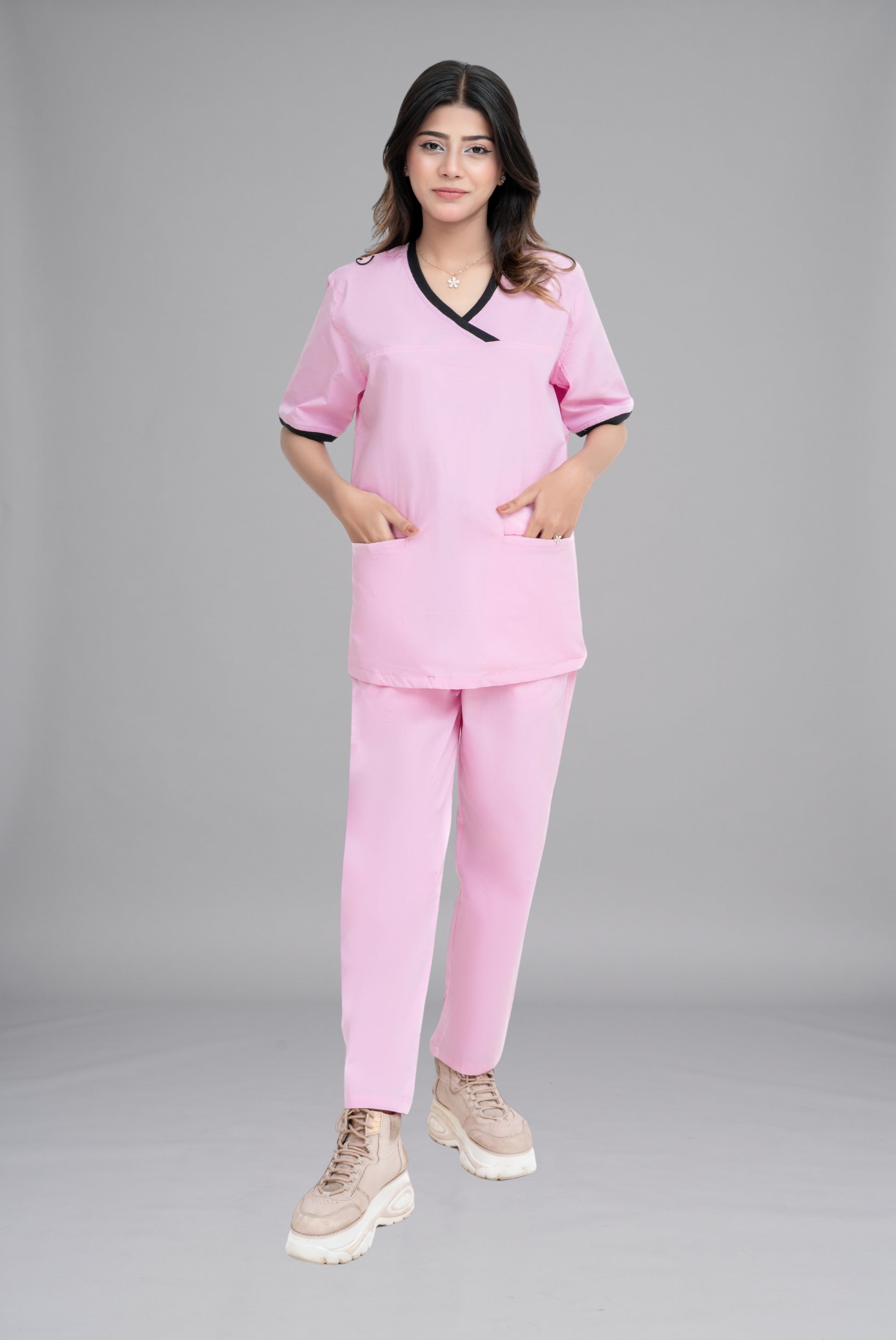 Buy Elite Notch™ Pink Scrub for Women | Professional Medical Wear for Doctors, Nurses & Healthcare Staff in Pakistan | GTEX Apparels 1