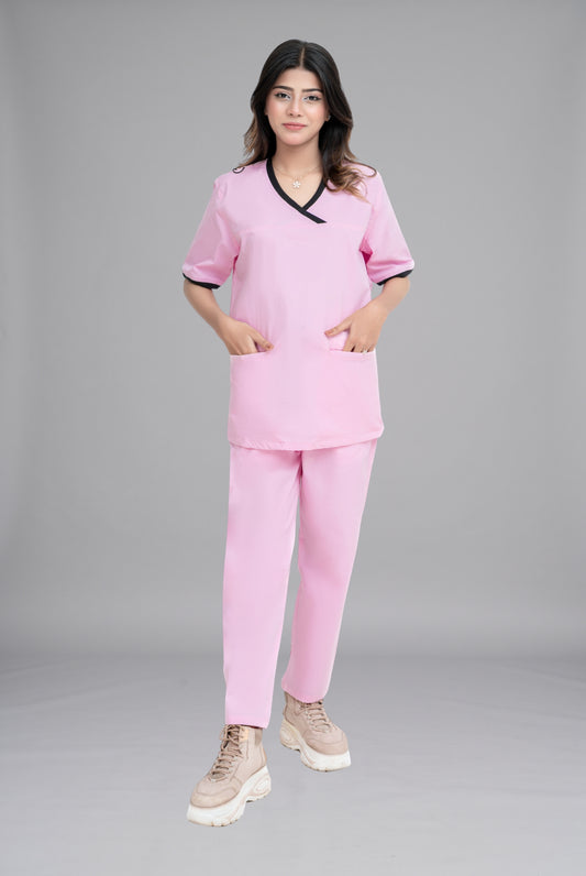 Buy Elite Notch™ Pink Scrub for Women | Professional Medical Wear for Doctors, Nurses & Healthcare Staff in Pakistan | GTEX Apparels 1
