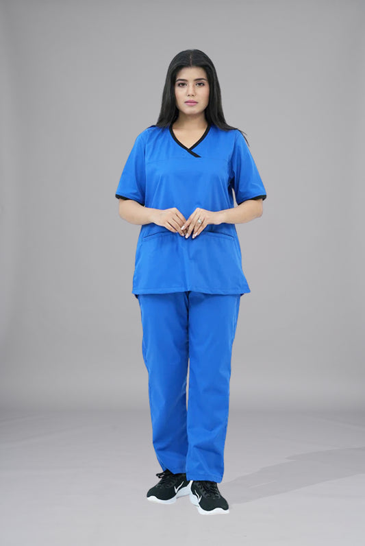 Elite Notch Royal Blue Scrub for Women, Premium Comfort & Professional Fit by GTEX Apparels Pakistan 1