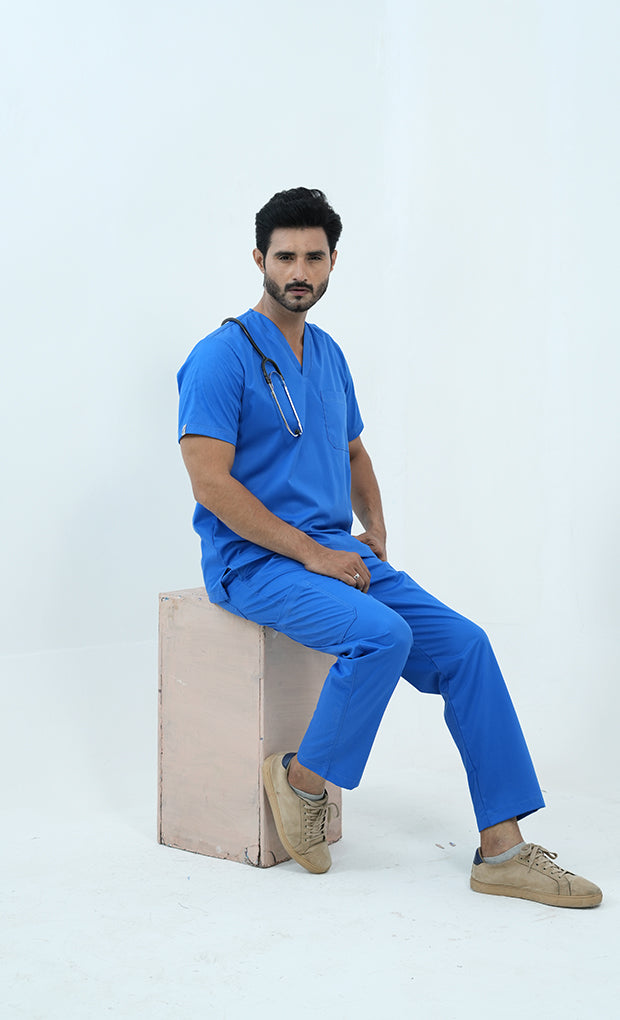 Buy Elite Royal Blue Scrub Suit For Men 12 - Gtex Apparels