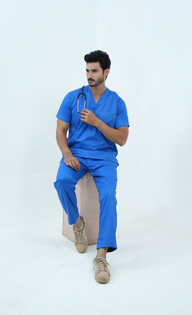Buy Elite Royal Blue Scrub Suit For Men 13 - Gtex Apparels