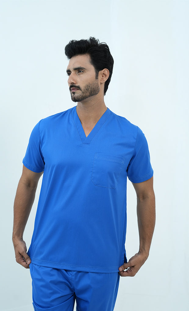 Buy Elite Royal Blue Scrub Suit For Men 3 - Gtex Apparels