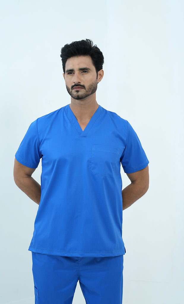 Buy Elite Royal Blue Scrub Suit For Men 4 - Gtex Apparels