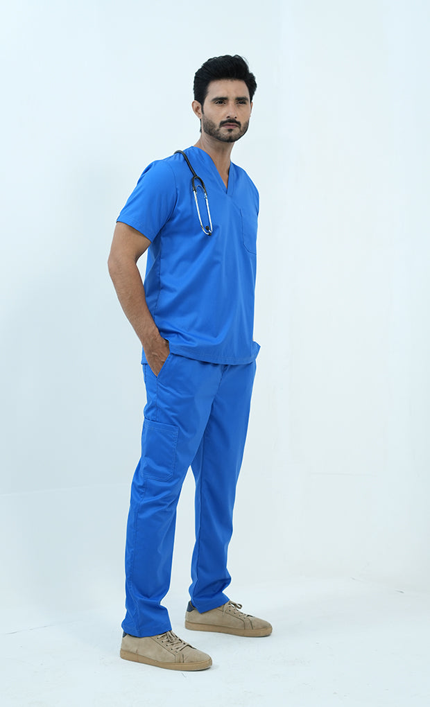 Buy Elite Royal Blue Scrub Suit For Men 5 - Gtex Apparels