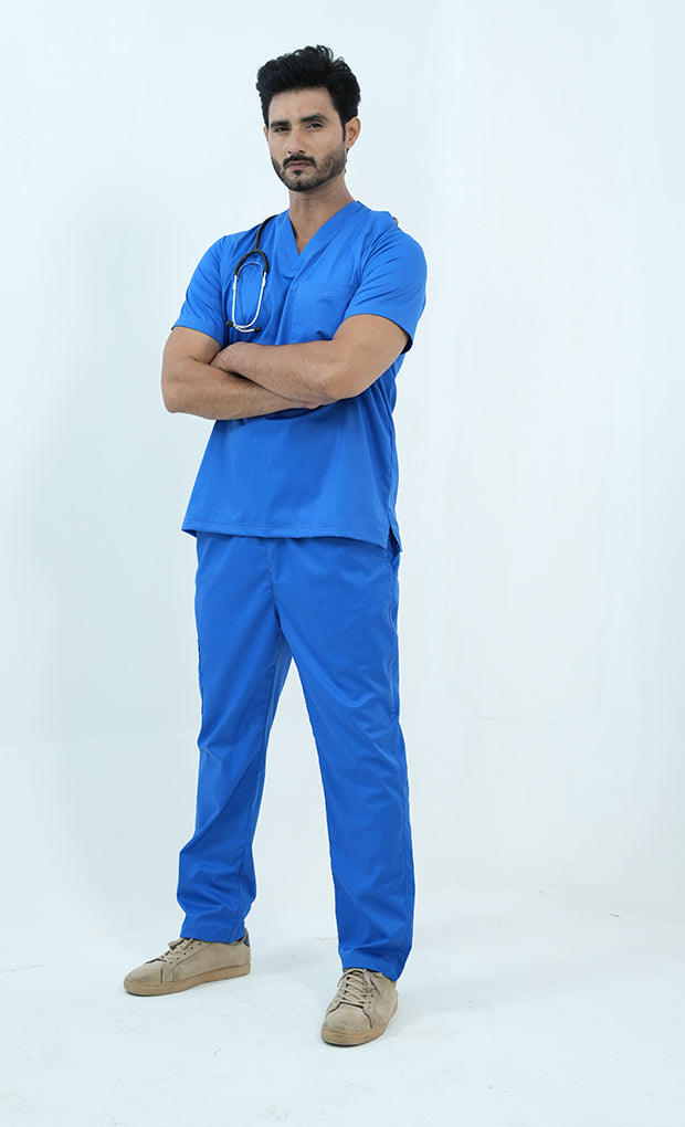 Buy Elite Royal Blue Scrub Suit For Men 6 - Gtex Apparels
