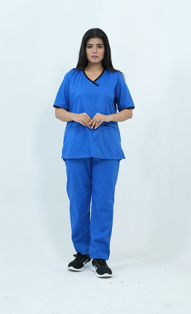 Buy Elite Royal Blue Scrub Suit for Women 5 - Gtex Apparels