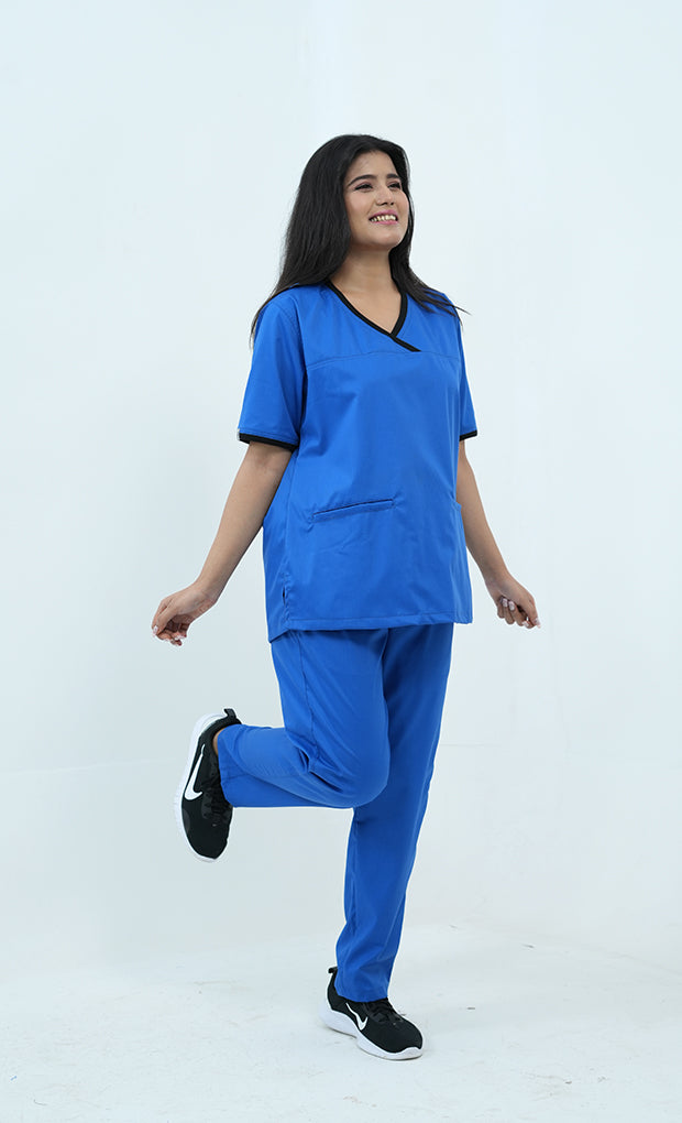 Buy Elite Royal Blue Scrub Suit for Women 6 - Gtex Apparels