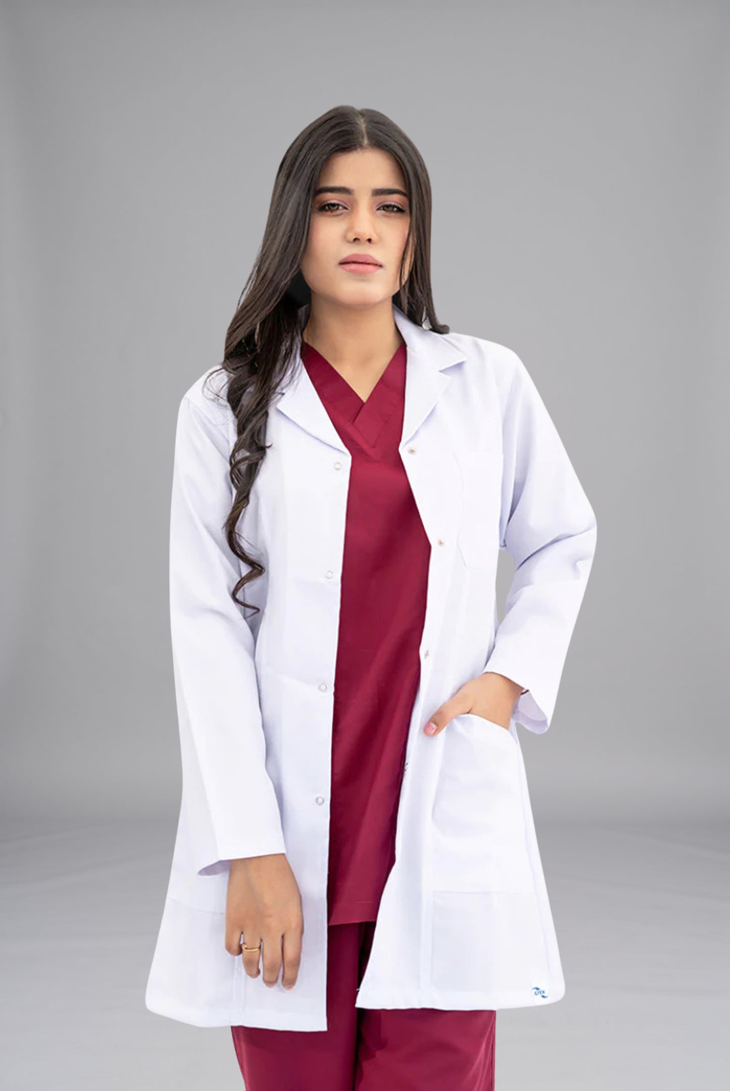 Elite Short Length Lab Coat for Women by GTEX Apparels Pakistan – Professional Medical White Coat for Doctors, Nurses, Pharmacists and Healthcare Students 2