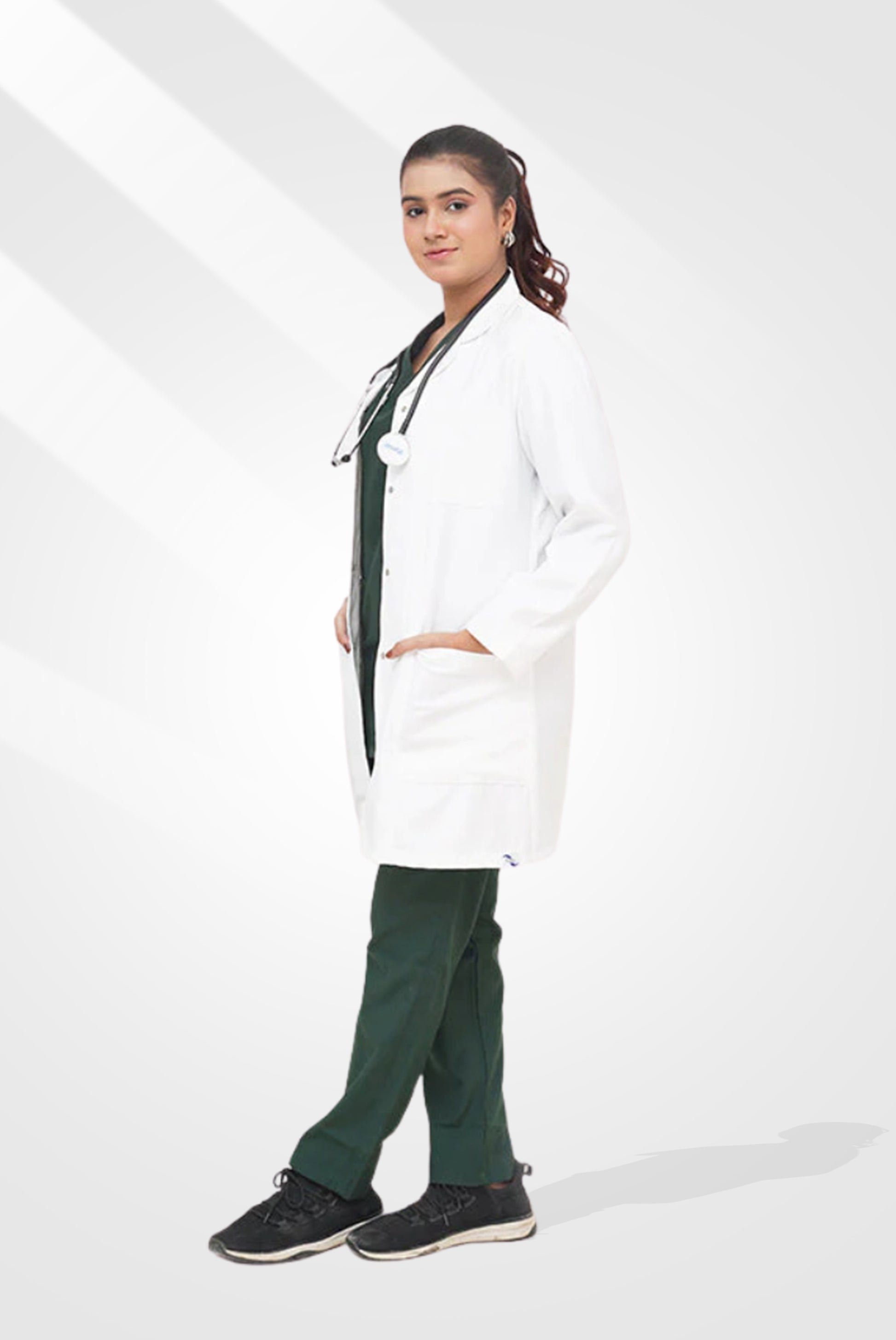 Elite Short Length Off-White Lab Coat for Women By GTEX Apparels Pakistan