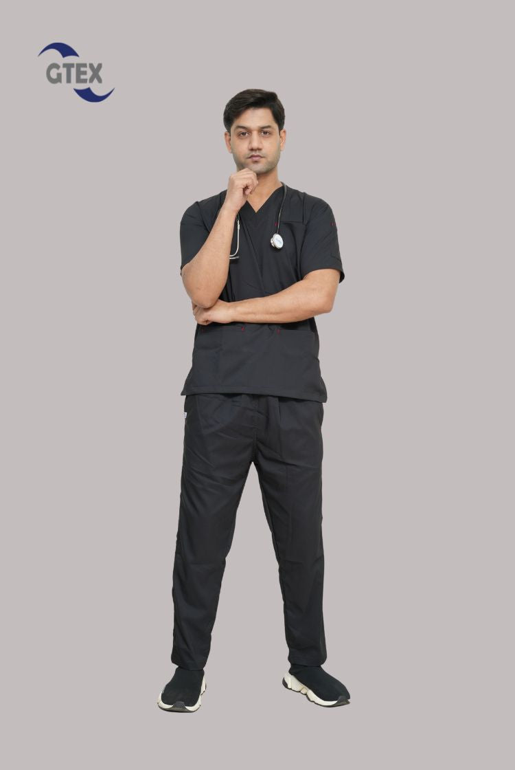 Flexi Care Edge Line™ Black Scrub Suit for Unisex by GTEX Apparels Pakistan