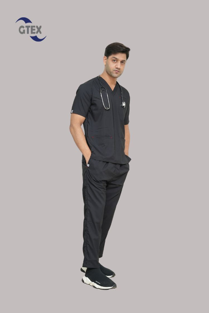 Flexi Care Edge Line™ Black Scrub Suit for Unisex by GTEX Apparels Pakistan