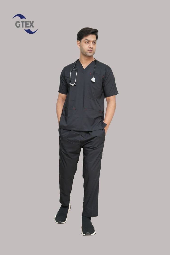 Flexi Care Edge Line™ Black Scrub Suit for Unisex by GTEX Apparels Pakistan