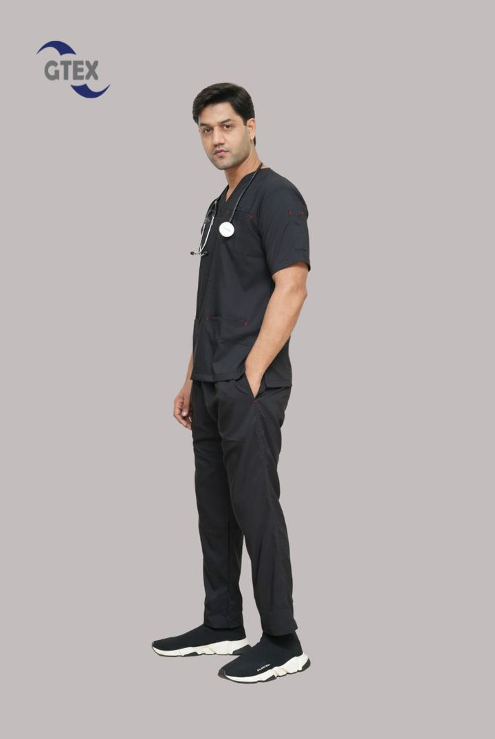 Flexi Care Edge Line™ Black Scrub Suit for Unisex by GTEX Apparels Pakistan