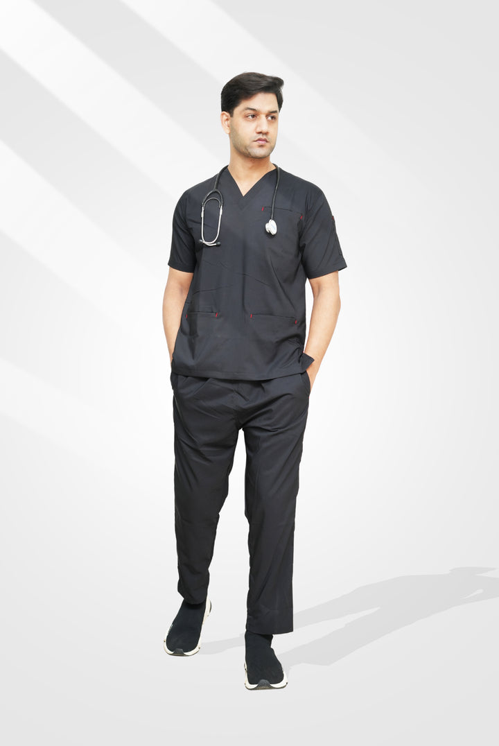 Flexi Care Edge Line™ Black Scrub Suit for Unisex by GTEX Apparels Pakistan