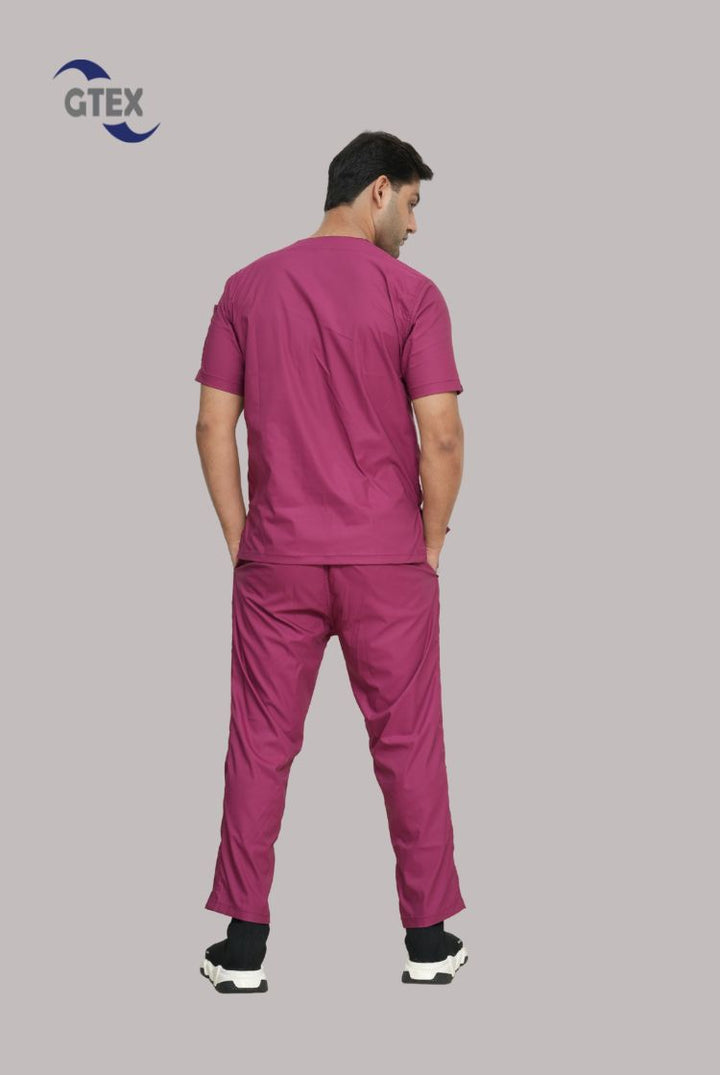 Flexi Care Edge Line™ Bright Maroon Scrub Suit for Unisex by GTEX Apparels