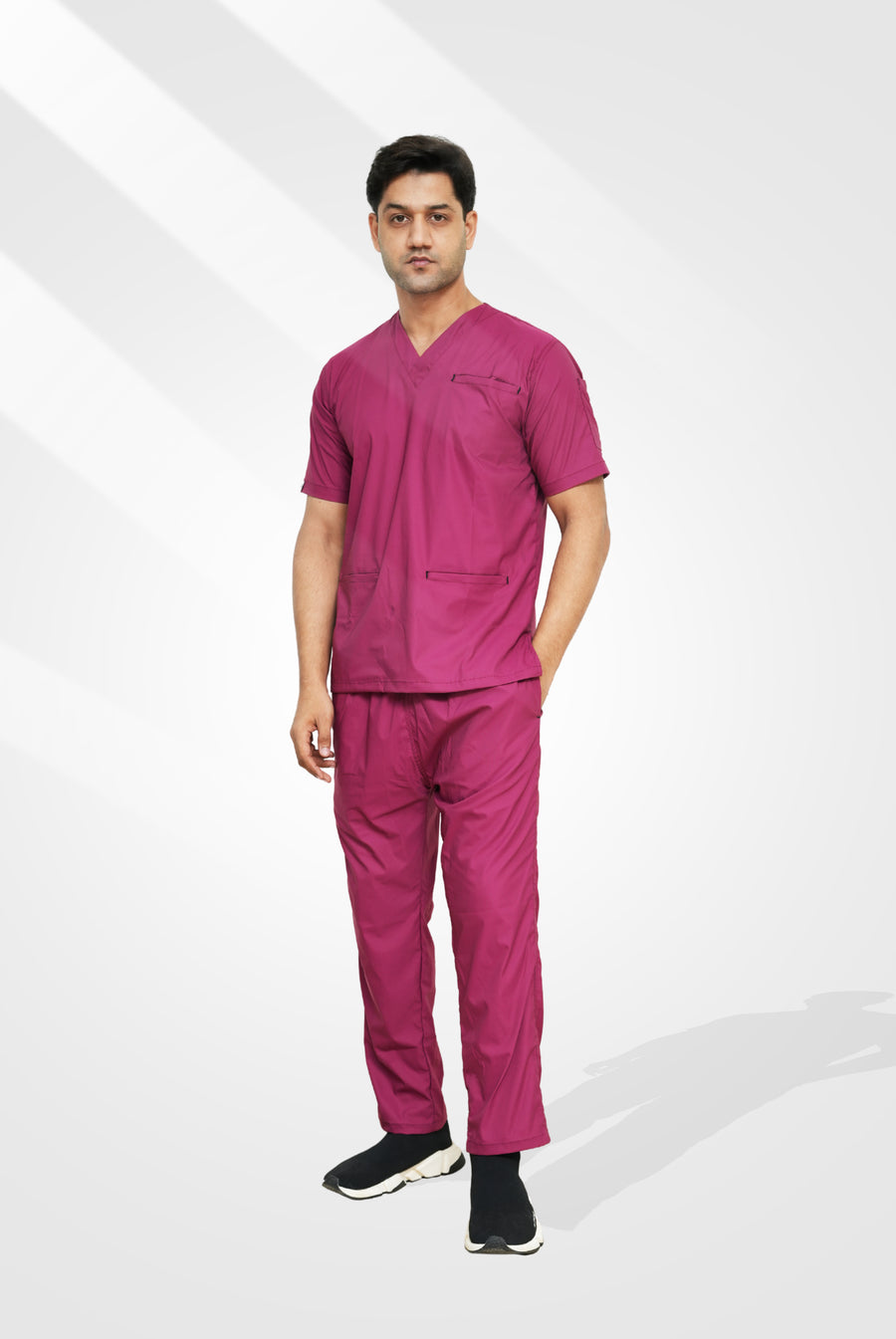 Flexi Care Edge Line™ Bright Maroon Scrub Suit for Unisex by GTEX Apparels Pakistan