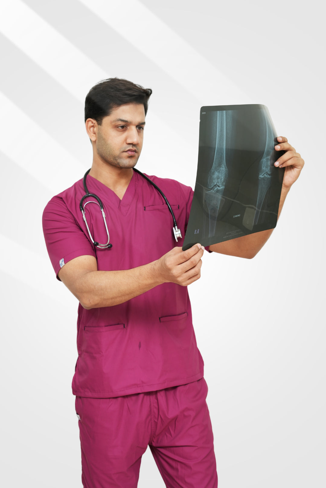 Flexi Care Edge Line™ Bright Maroon Scrub Suit for Unisex by GTEX Apparels Pakistan
