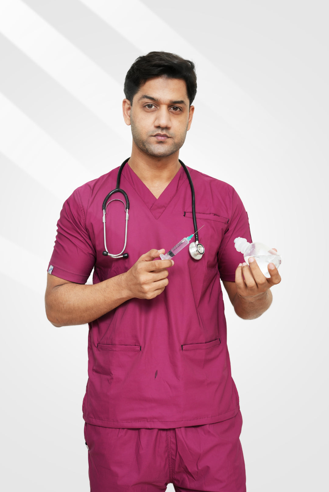 Flexi Care Edge Line™ Bright Maroon Scrub Suit for Unisex by GTEX Apparels Pakistan