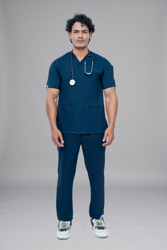 Buy Flexi Care Edge Line™ dark navy scrubs for unisex in Pakistan by Gtex Apparels, lightweight and practical workwear 