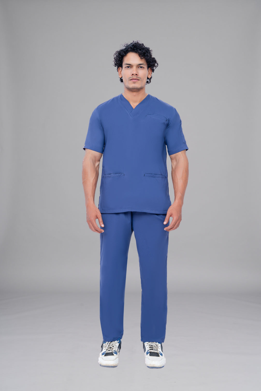 Buy Flexi Care Edge Line™ light navy scrub for unisex in Pakistan by Gtex Apparels, designed for comfortable daily professional use in healthcare environments 1