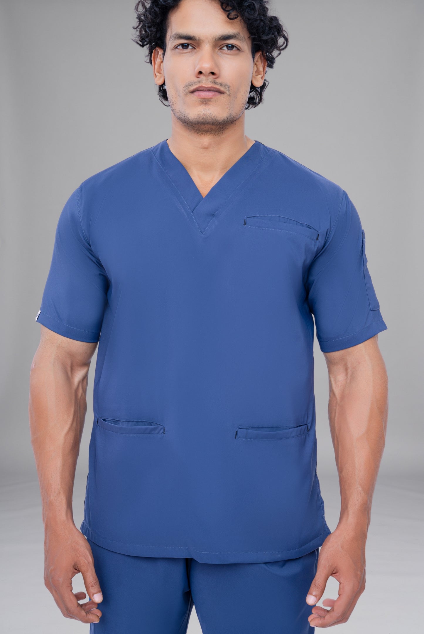 Buy Flexi Care Edge Line™ light navy scrub for unisex in Pakistan by Gtex Apparels, designed for comfortable daily professional use in healthcare environments 4