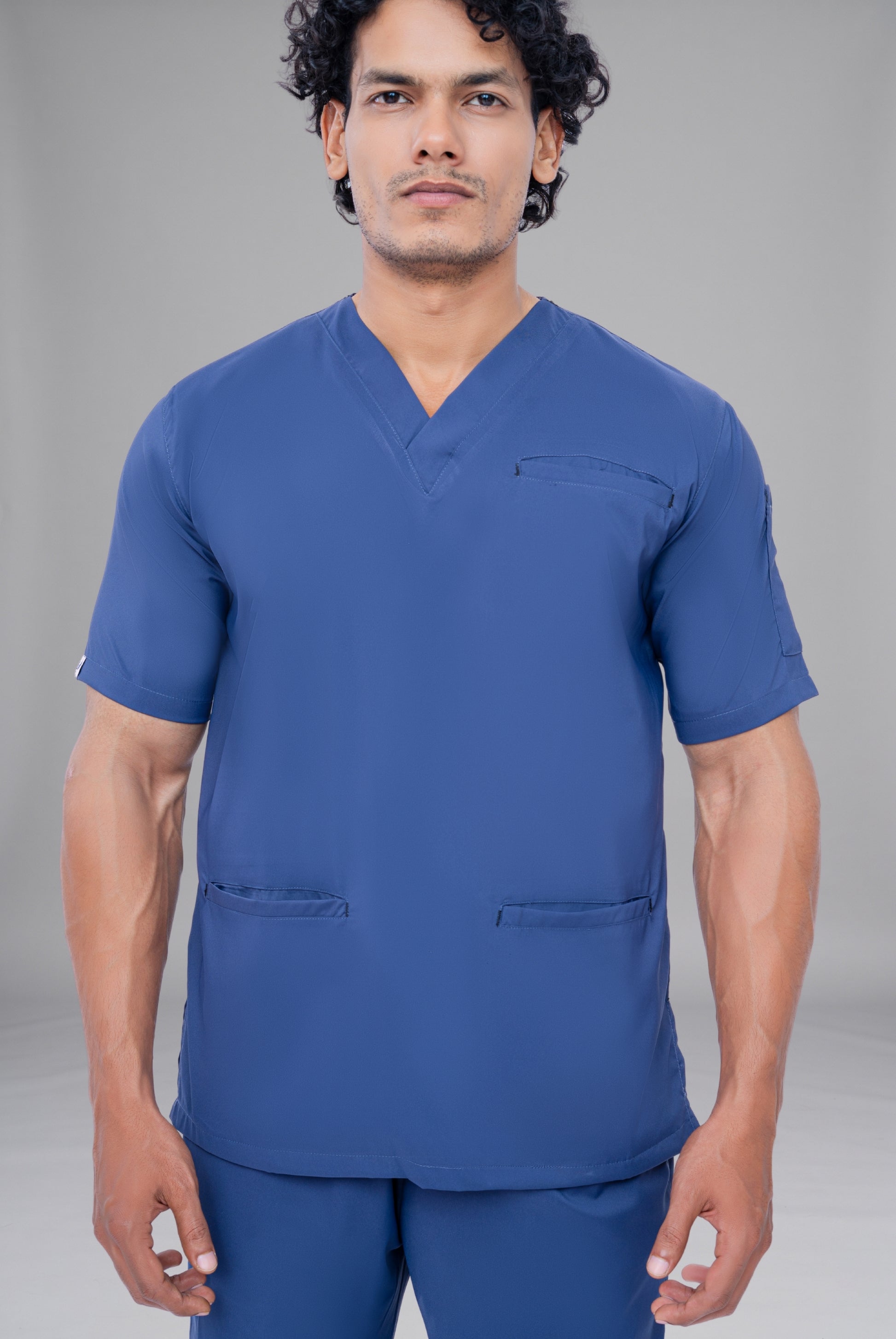 Buy Flexi Care Edge Line™ light navy scrub for unisex in Pakistan by Gtex Apparels, designed for comfortable daily professional use in healthcare environments 4