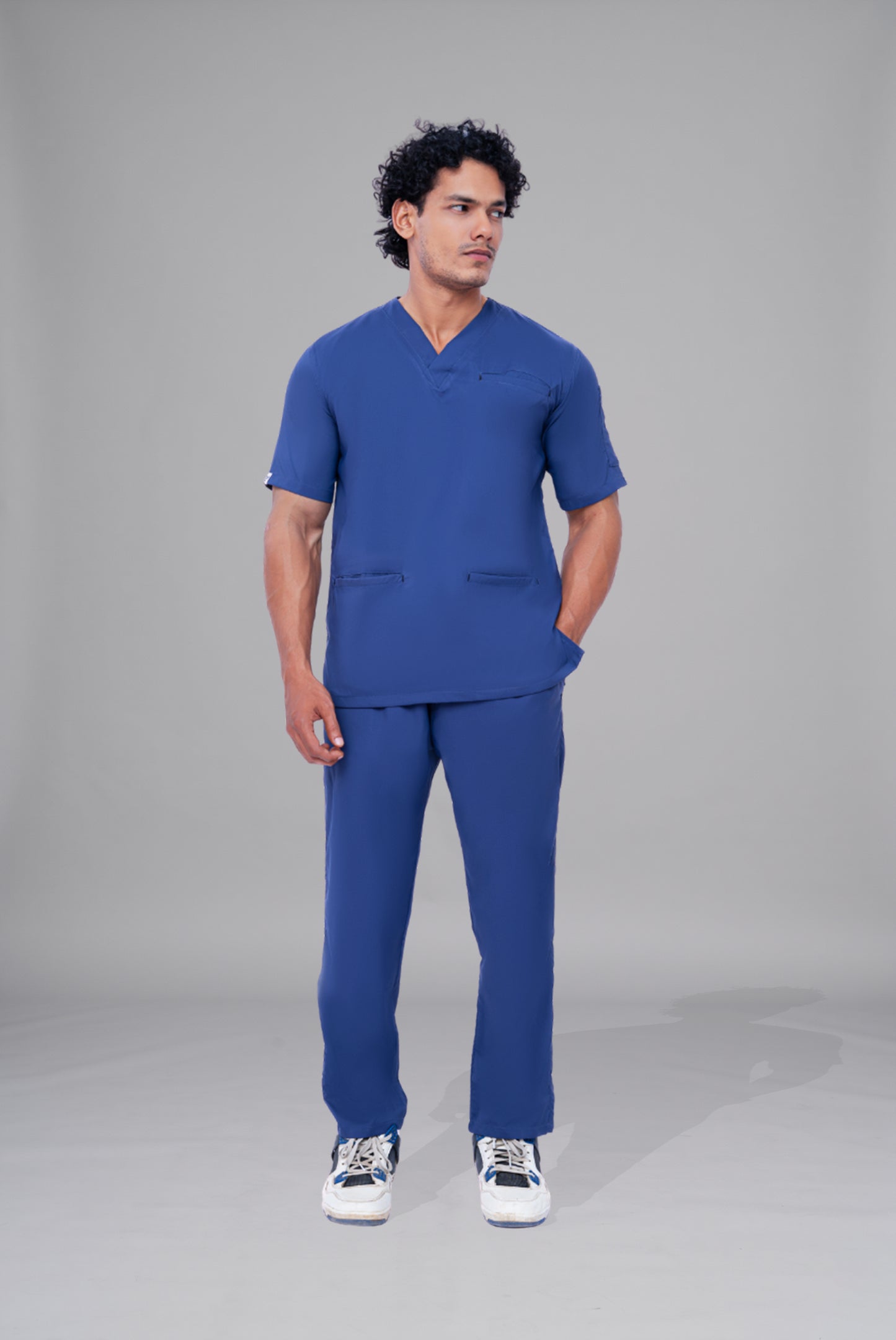 Buy Flexi Care Edge Line™ light navy scrub for unisex in Pakistan by Gtex Apparels designed for comfortable daily professional use in healthcare environments 2