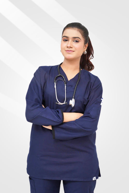 Full Sleeves Ink Navy Blue Scrub in Pakistan | GTEX Apparels Pakistan 1