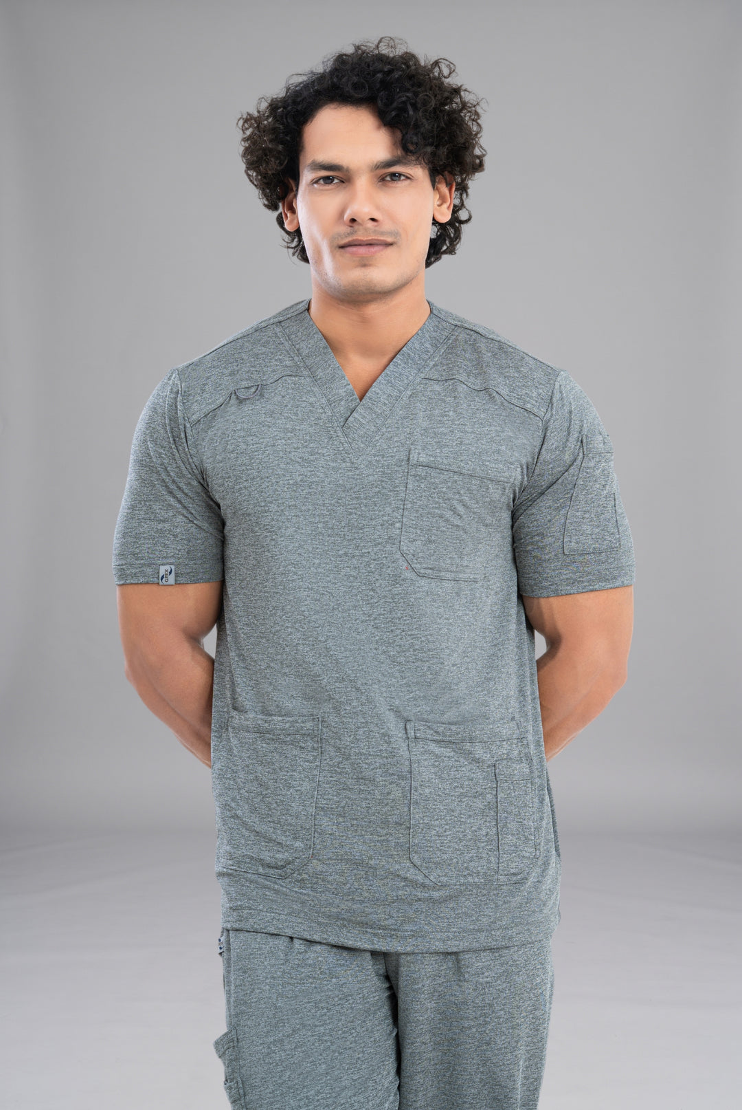 Buy Grey Textured Knitted Unisex Scrub Premium Medical Wear for Doctors, Nurses, and Healthcare Professionals by GTEX Apparels Pakistan 7