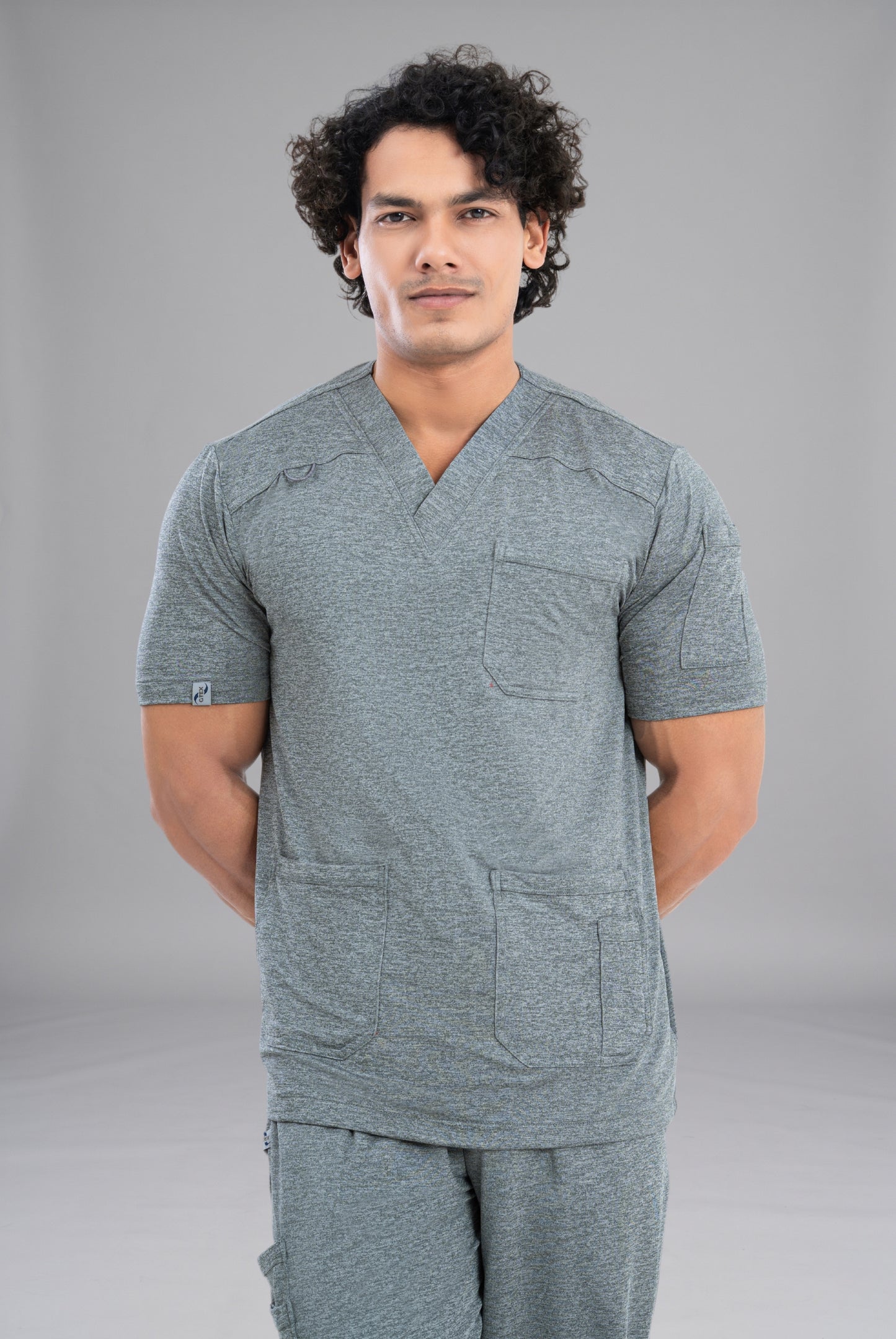 Buy Grey Textured Knitted Unisex Scrub Premium Medical Wear for Doctors, Nurses, and Healthcare Professionals by GTEX Apparels Pakistan 7