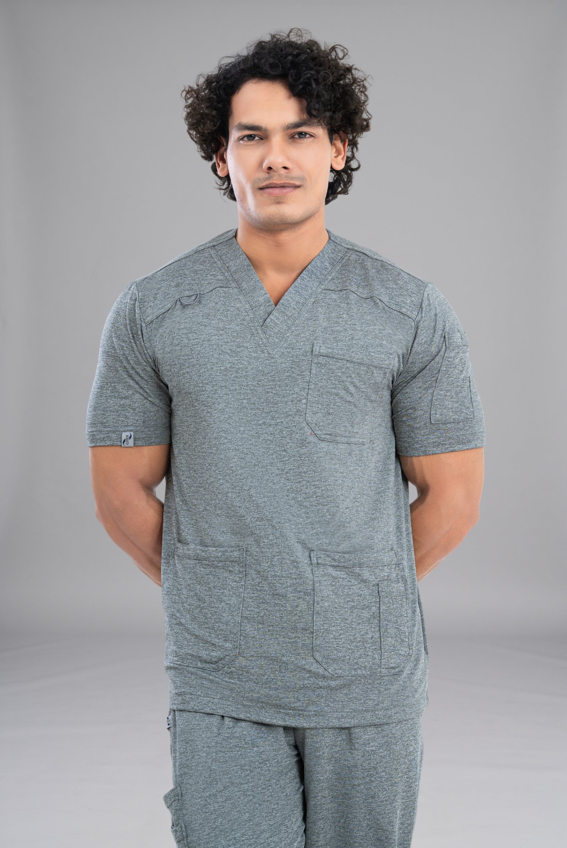Buy Grey Textured Knitted Unisex Scrub Premium Medical Wear for Doctors, Nurses, and Healthcare Professionals by GTEX Apparels Pakistan 7
