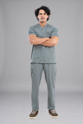 Grey Textured Knitted Unisex Scrub