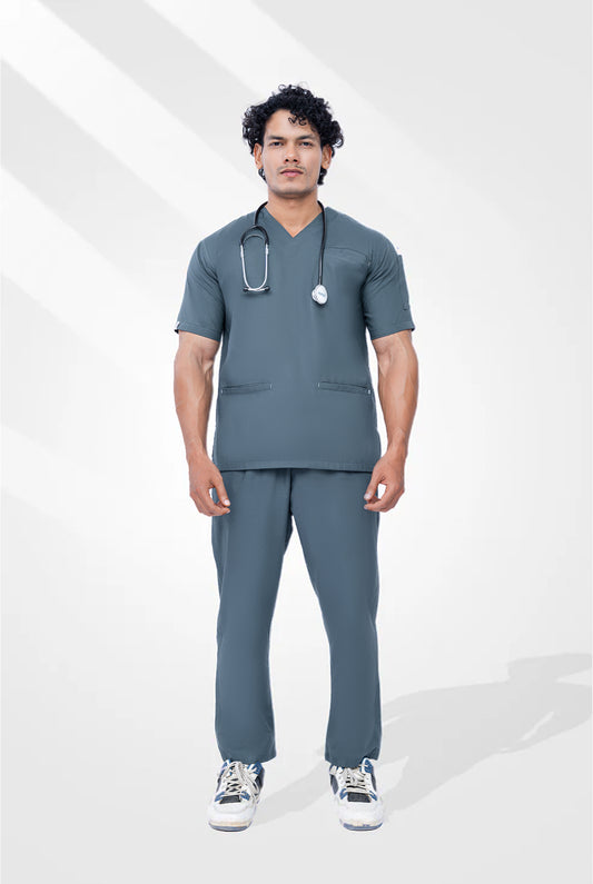 Teal Steel Edge line Scrub Suit