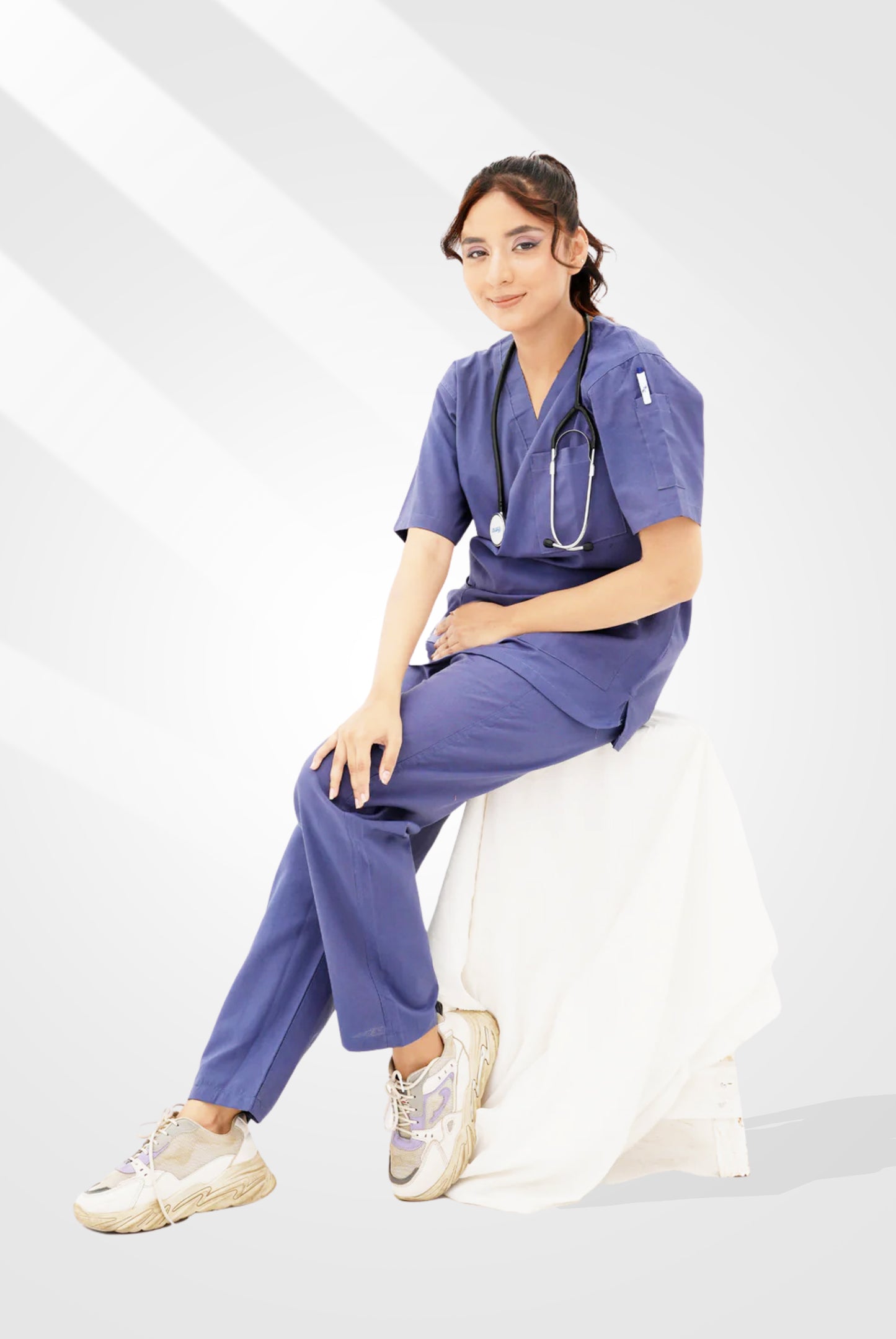 Light Navy Blue Scrub Suit for Women by GTEX Apparels Pakistan