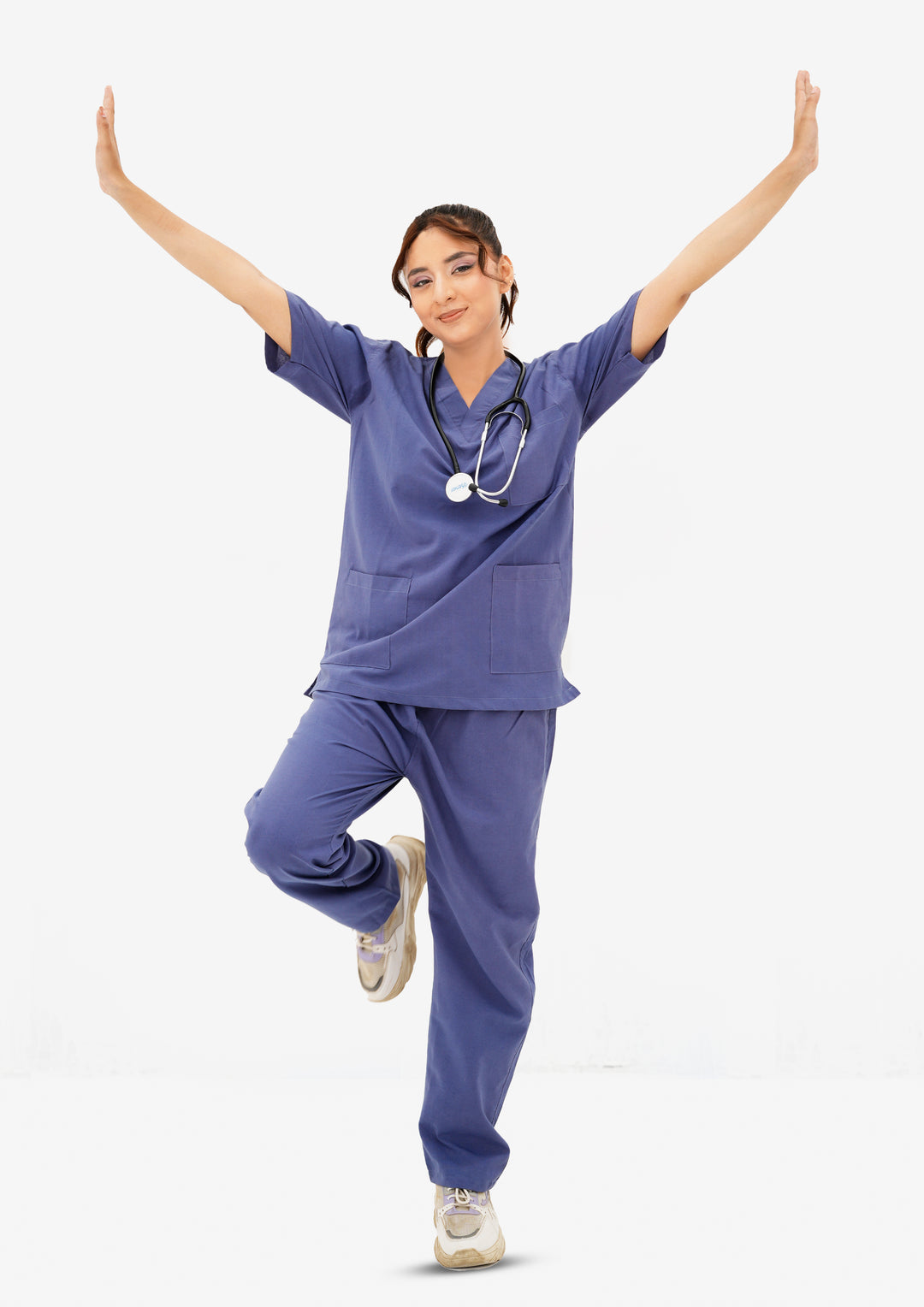 Light Navy Blue Scrub Suit for Women by GTEX Apparels Pakistan