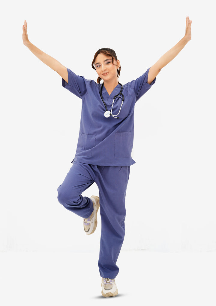 Light Navy Blue Scrub Suit for Women by GTEX Apparels Pakistan