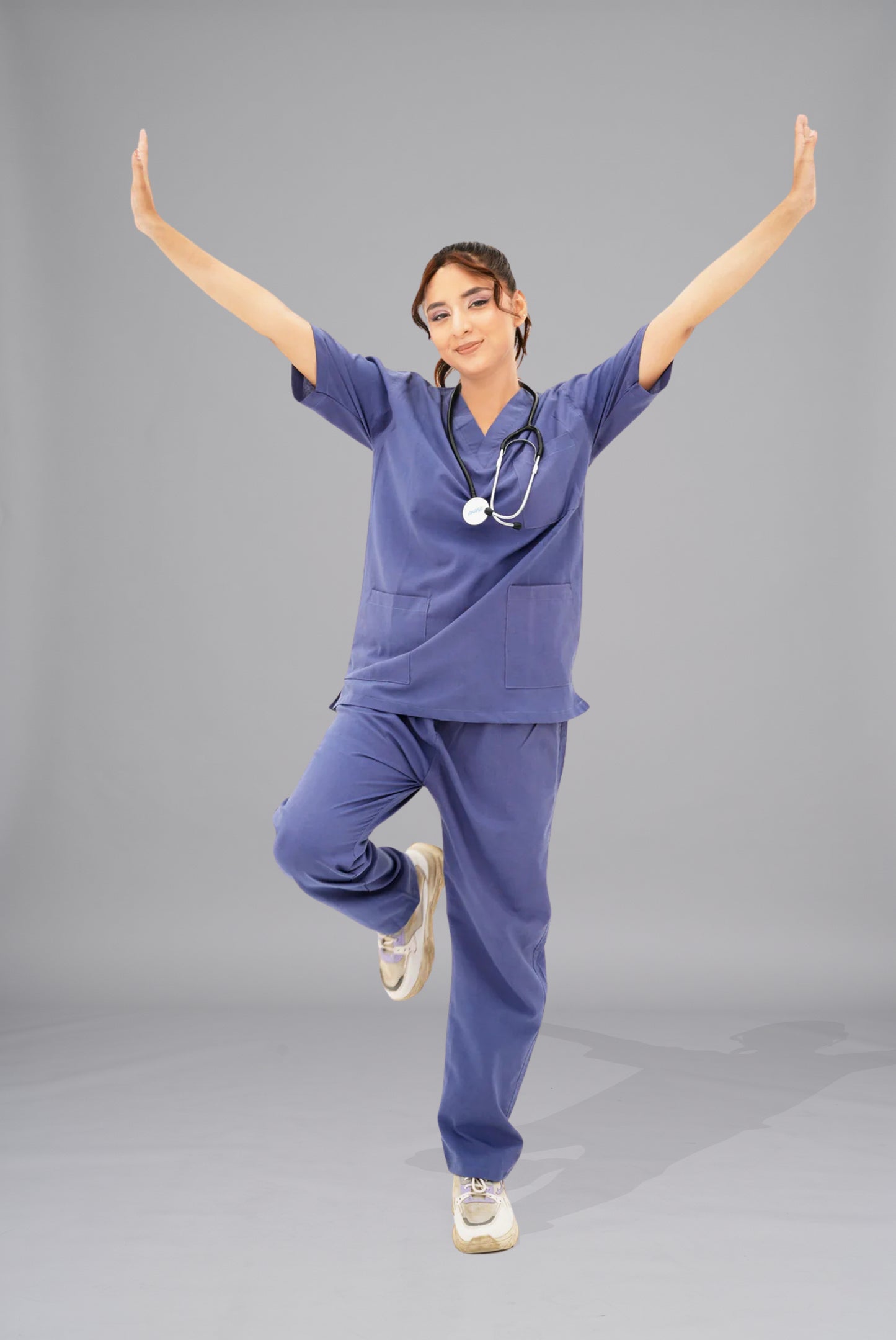 Buy light navy blue scrub for women in Pakistan by Gtex Apparels professional workwear for clinical use 3