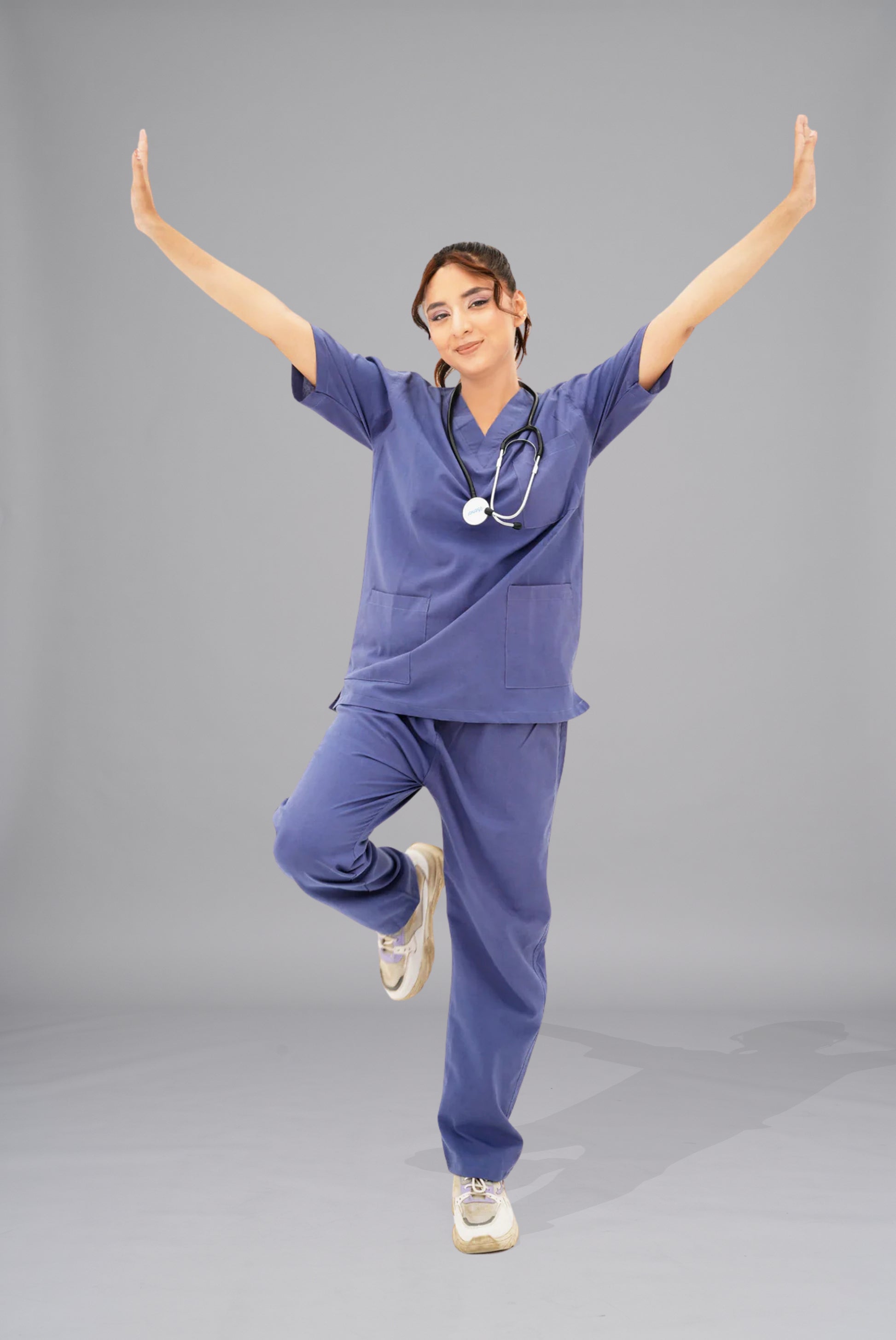 Buy light navy blue scrub for women in Pakistan by Gtex Apparels professional workwear for clinical use 3