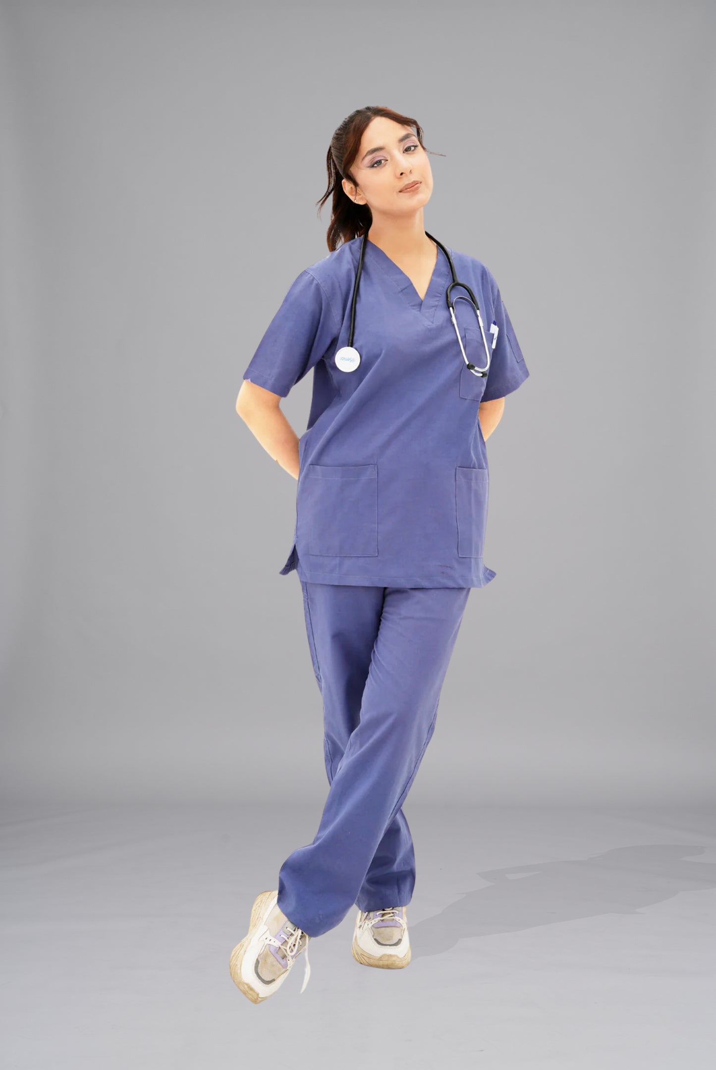 Buy light navy blue scrub for women in Pakistan by Gtex Apparels professional workwear for clinical use 2